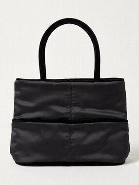 Y2K Black Satin Mini Purse Vintage Evening Bag Velvet Detail Kenneth Cole
